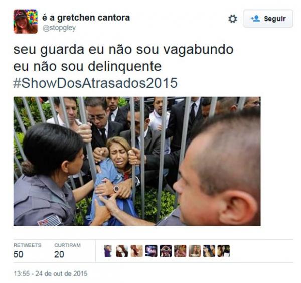 Candidata que tentou passar por grades para não perder o Enem foi alvo de brincadeiras nas redes sociais (Foto: Reprodução/Twitter)