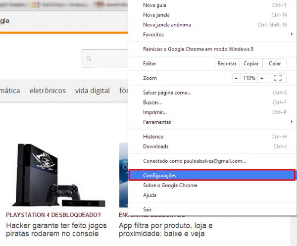 Vá nas configurações do Chrome para apagar extensões maliciosas (Foto: Reprodução/Paulo Alves) (Foto: Vá nas configurações do Chrome para apagar extensões maliciosas (Foto: Reprodução/Paulo Alves))