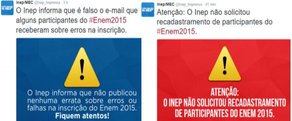 Inep alerta estudantes sobre falsos e-mails do Enem 2015