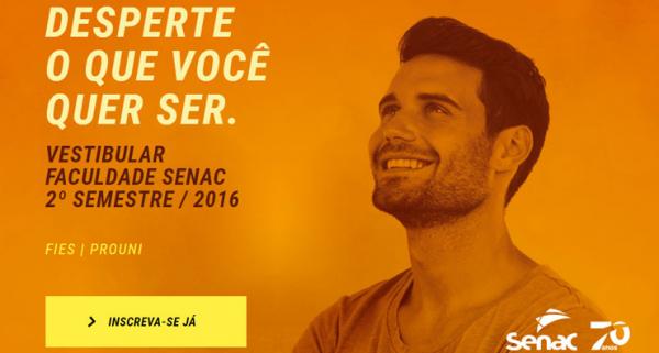 Vestibular Agendado Senac: inscrições gratuitas