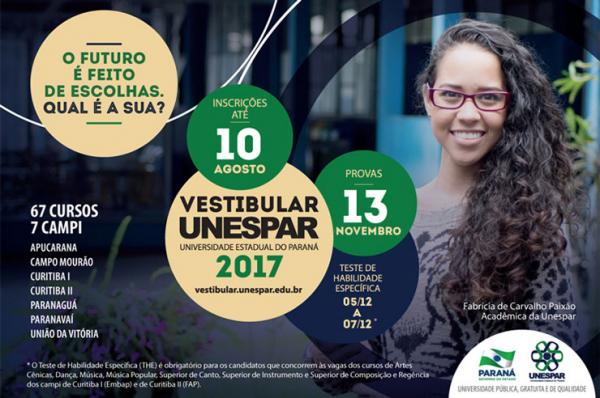 Vestibular da Unespar recebe inscrições até 10 de agosto